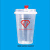 16oz cup injek datar logo 1 warna plus tutup