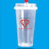 22oz cup injek datar logo 1 warna plus tutup