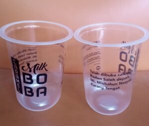 12oz cup pp oval logo 1 warna tanpa tutup - Gambar 2