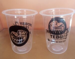 16oz cup pp oval logo 1 warna tanpa tutup - Gambar 3