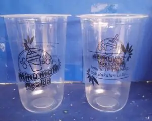22oz cup pp oval logo 1 warna tanpa tutup - Gambar 2