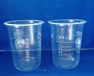 16oz cup pp oval logo 1 warna tanpa tutup - Gambar 2