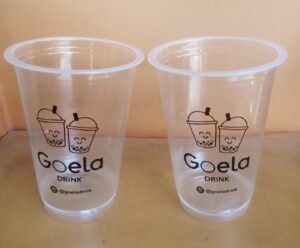 16oz cup pp datar logo 1 warna tanpa tutup - Gambar 2