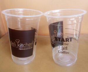 16oz cup pp datar logo 1 warna tanpa tutup - Gambar 3