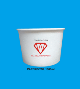 paper bowl plus tutup logo satu warna ukuran 1000ml